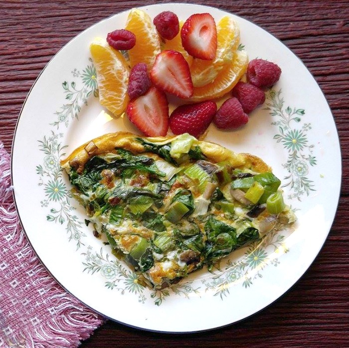 Spinach Frittata with Mushrooms and Leeks