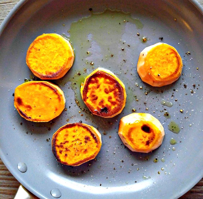 Cook the sweet potato rounds