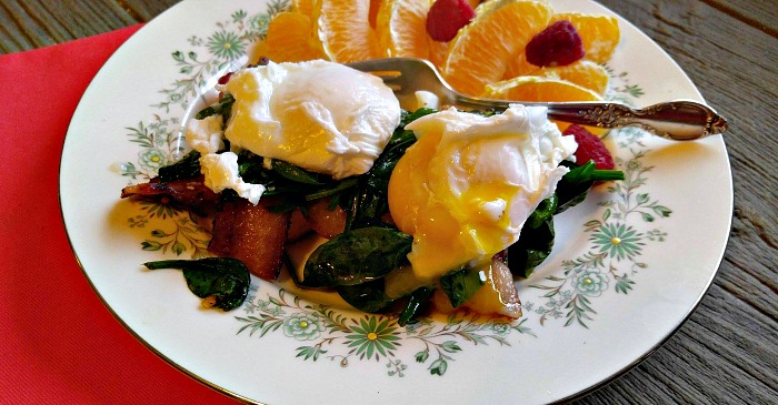 The egg oozes over the spinach for a delightful flavor.