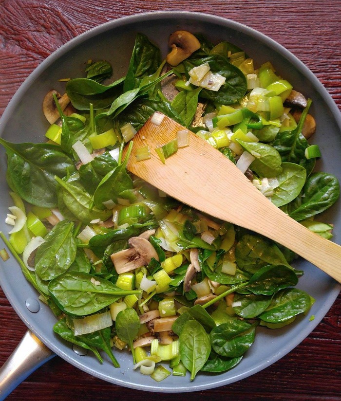 Wilt the spinach.