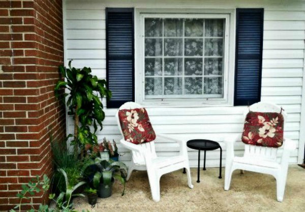 Patio plants on a shady side of the house.
