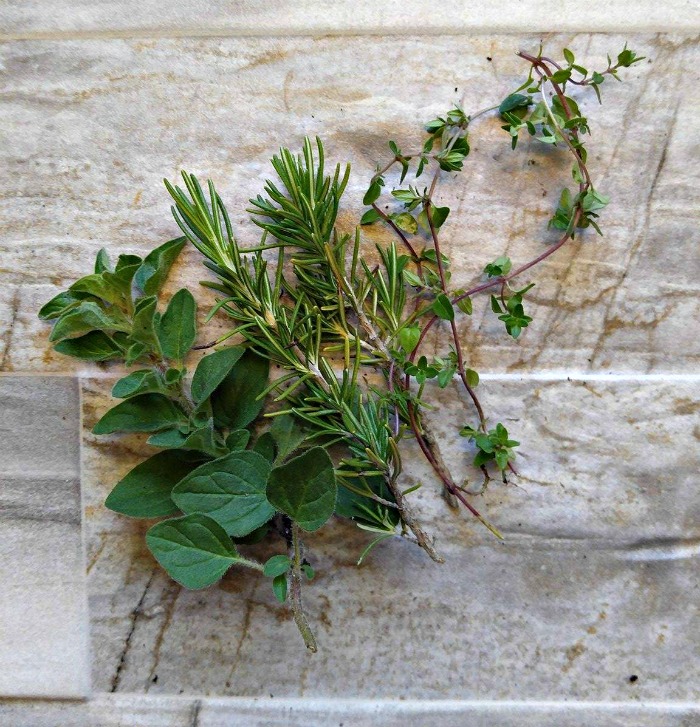 fresh oregano., rosemary and thyme