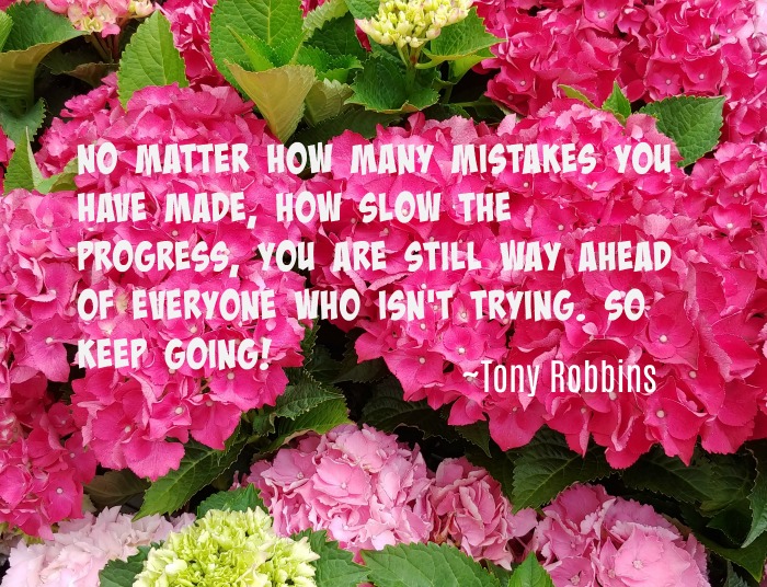 No matter how many mistakes you have made, how slow the progress, you are still way ahead of everyone who isn't trying. So keep going! - quote by Tony Robbins