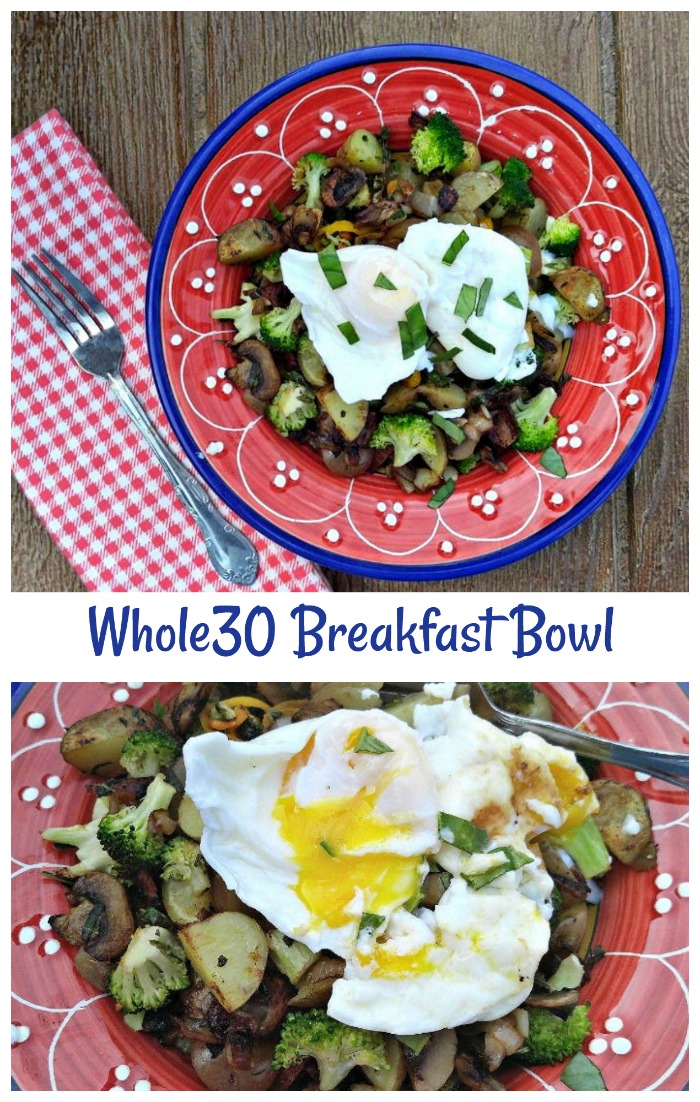 Whole30 breakfast of bacon, potatoes and eggs