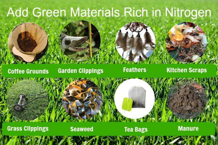Green materials for a compost pile