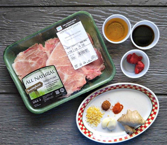 Ingredients for Paleo grilled Pork chops and marinade