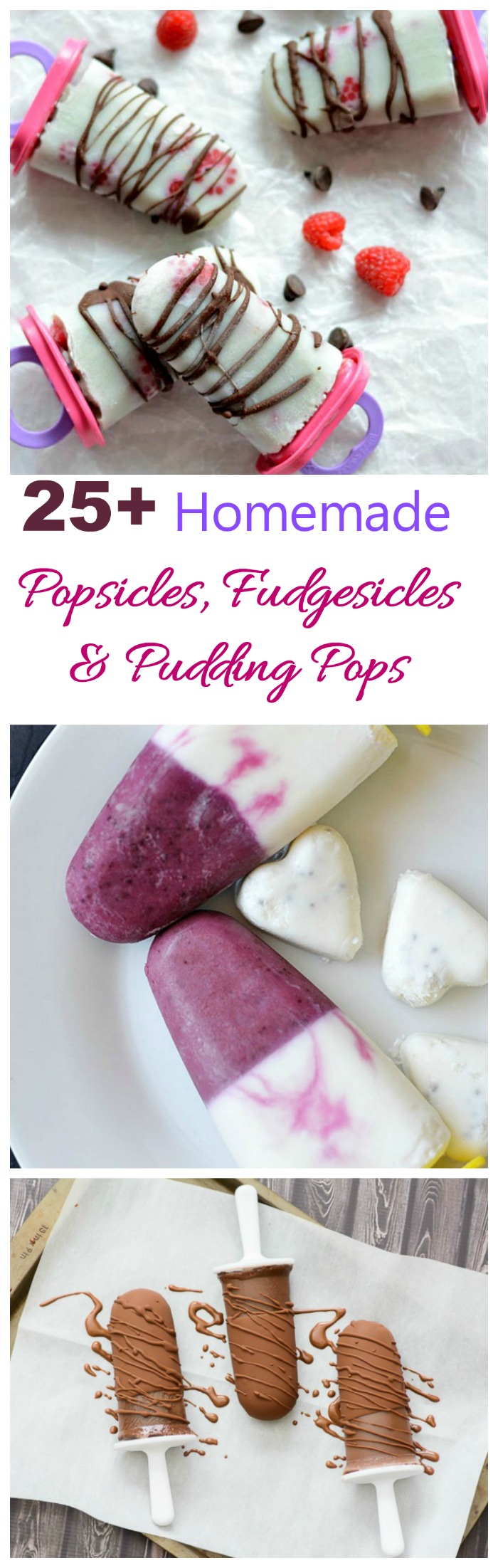 home made popsicles and pudding pops Homemade popsicles are perfect for the summer heat. Here are over 25 popsiicle, pudding pop, fudgrsicle and ice cream pop recipes to make.