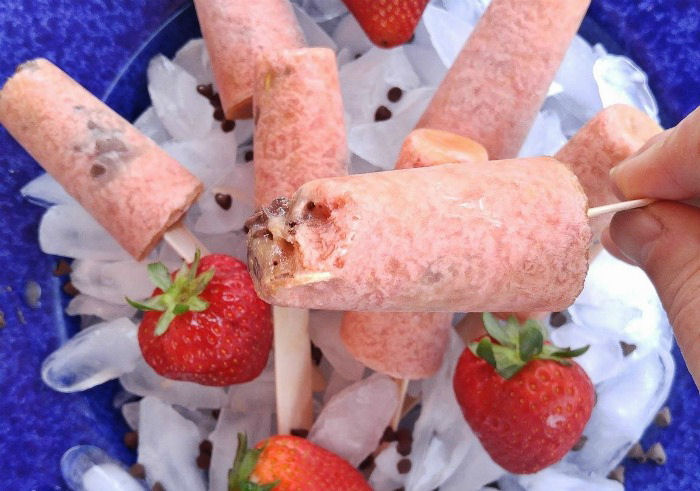 Take a bite of these strawberry chocolate pops