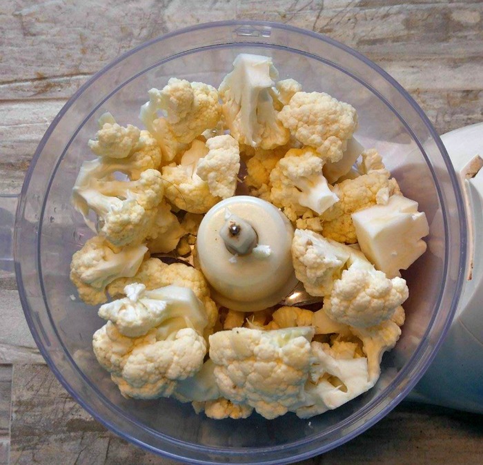 cauliflower rice in a food processor
