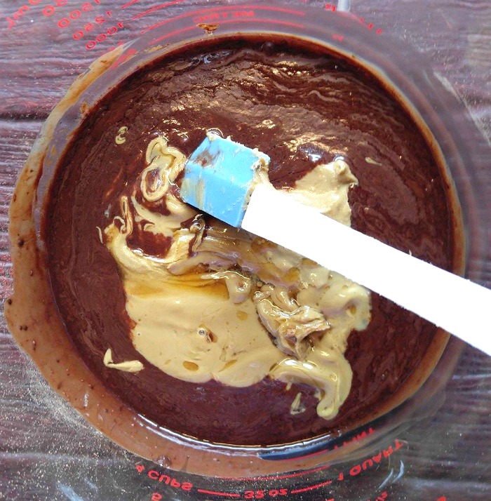 Add nut butter to the chocolate mixture