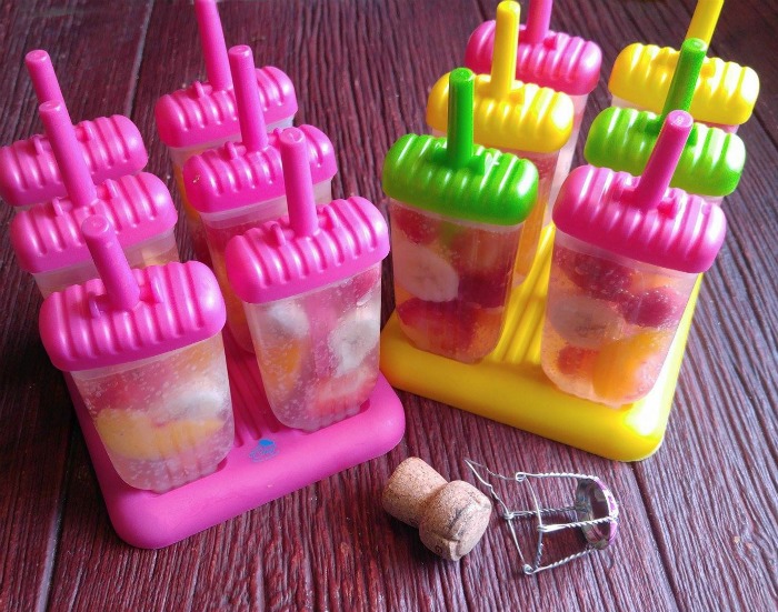 Champagne popsicles ready to freeze