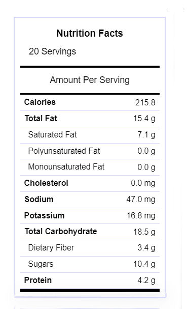 Nut butter no bake cookie nutritional info