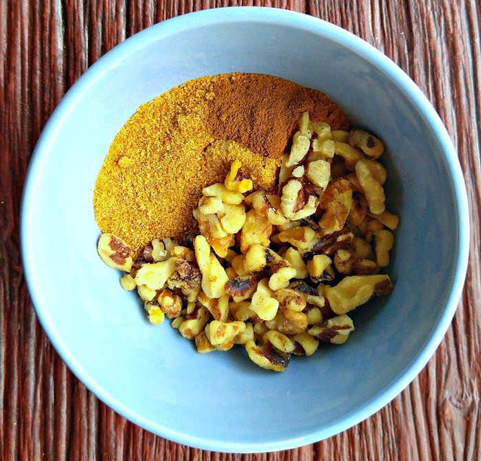 Coconut sugar, chopped walnuts and cinnamon