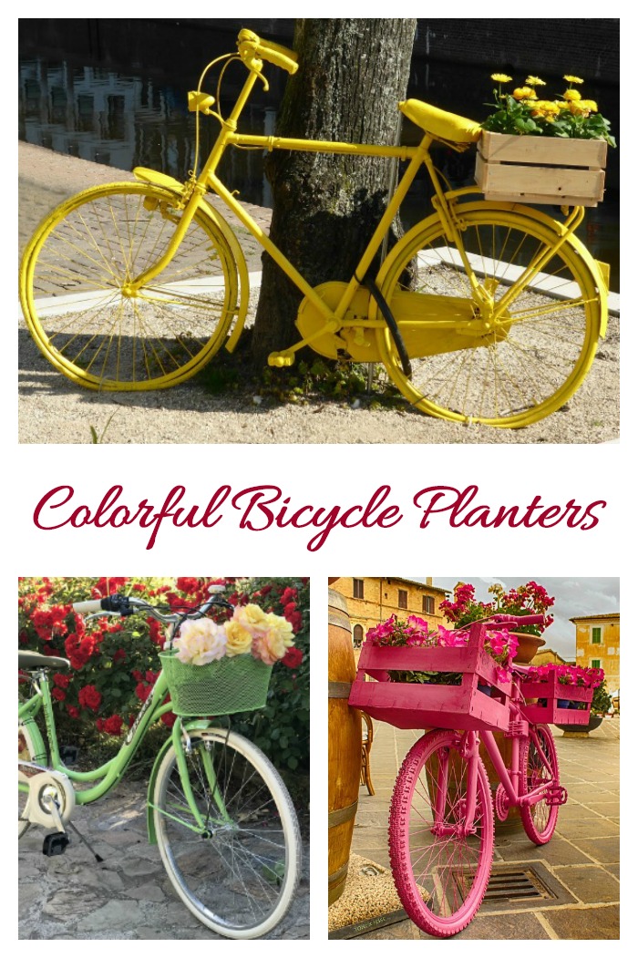 Colorful bicycle planters Colorful bicycle planters