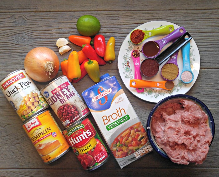 Ingredients for pumpkin chili