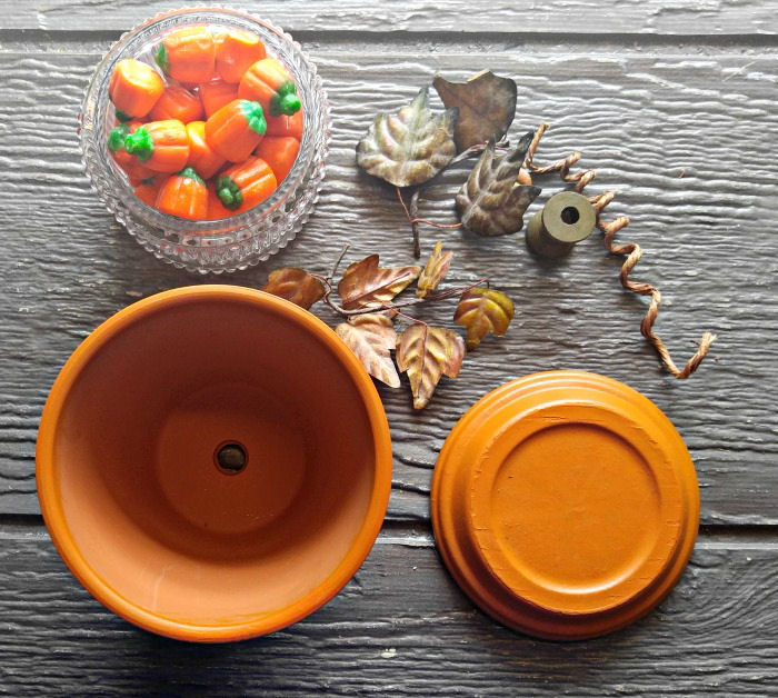 supplies for the clay pot pumpkin