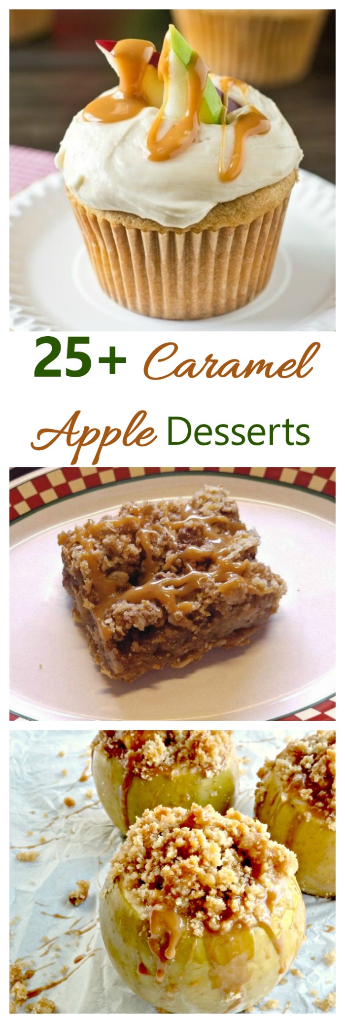 These 25 caramel apple dessert ideas feature the traditional favorite as well as cookies, bars and even cocktails. #caramelapples #toffeeapples #candyapples