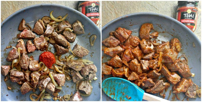 Red curry paste gives spiciness and a nice color to the sauce