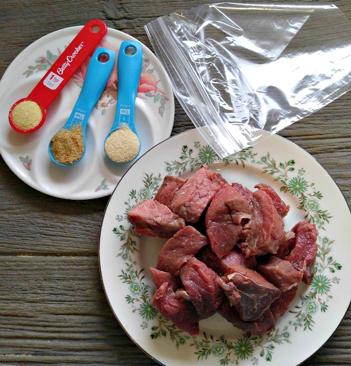 Beef with spices for seasoning
