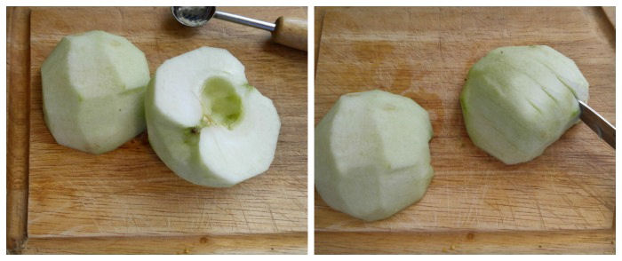 Preparing hasselback apples