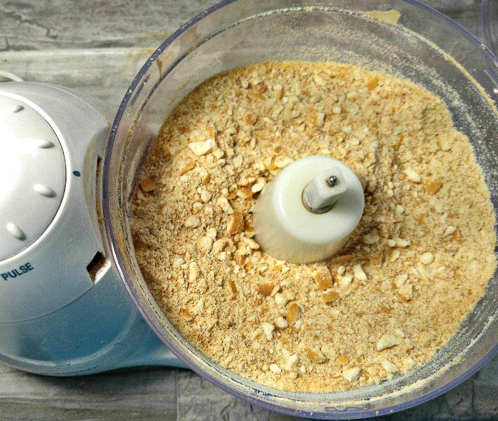 Pulsing cookie crumbs in a food processor