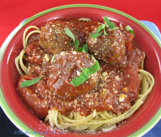 Savory Italian Meatballs and spaghetti