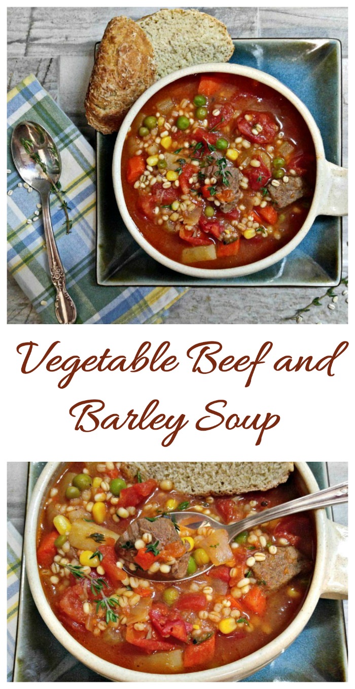 This Vegetable beef barley soup is the perfect comfort food for a cold winter night #barleysoup #vegetablesoup