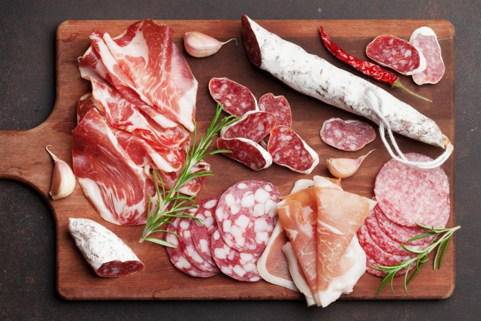 Have a variety of thinly sliced cured meats for an antipasto platter.