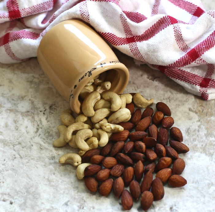 Almonds and cashews are full of plant based protein 