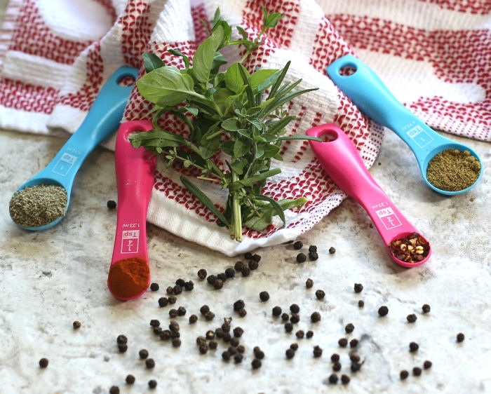 Fresh and dried herbs and spices.