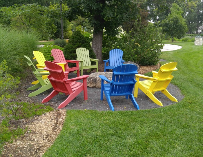 Colorful Adirondack chairs Adirondack chairs at Wellfield Botanical Gardens