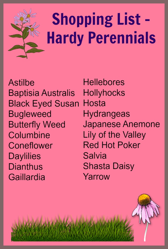 shopping list for hardy perennials Printable Shopping list for cold hardy plants