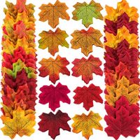 Zhanmai 500 Pieces 10 Colors Assorted Fake Silk Autumn Maple Leaves Artificial Fall Leaf Weddings, Events Decorating