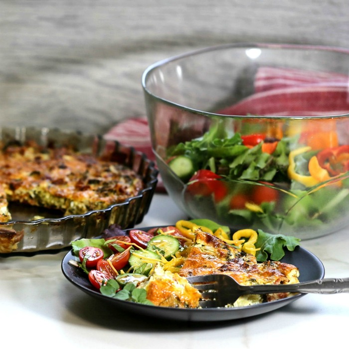 Simple quiche recipe and salad