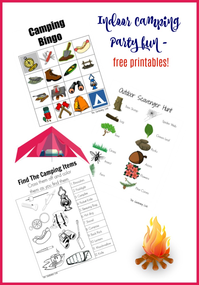 Check out these three free printables for your indoor camping party