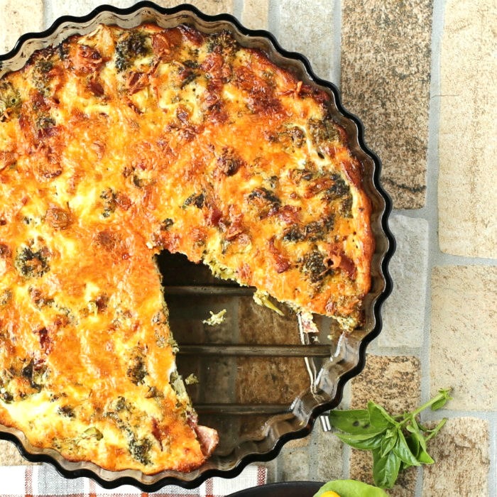 cut bacon quiche