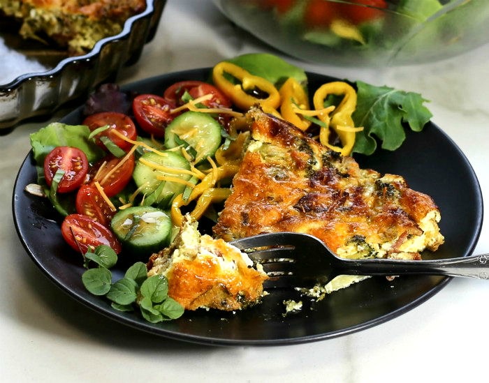 eating crustless bacon quiche