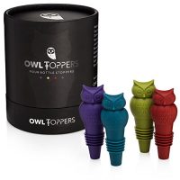 Owltoppers Bottle Stoppers(4 Pack, 2 Sizes) Wine Saver,Champagne Preserver, Decorative Silicone Bottle Cork Set, Unique Wine Lover Gift Idea