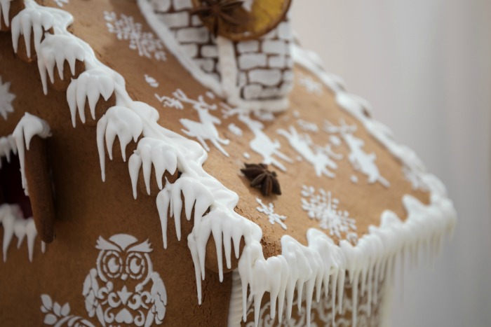 Icicles on a gingerbread roof.