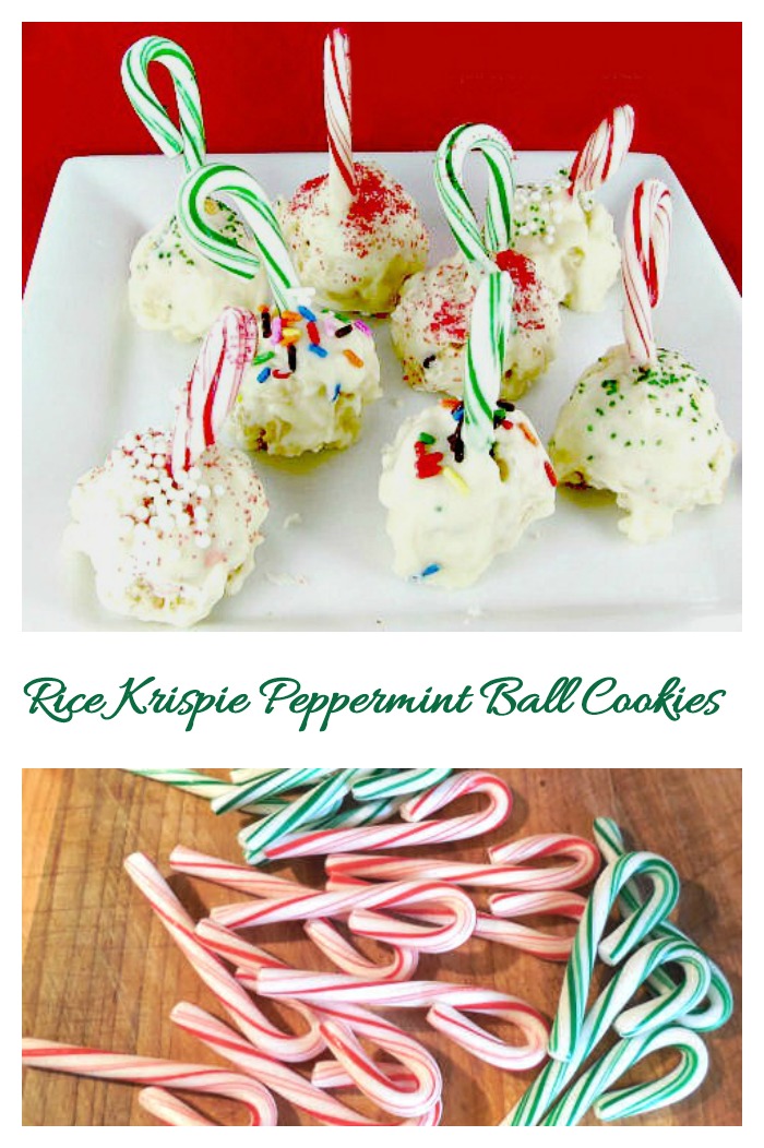 These delicious Peppermint Rick Krispie ball cookies are the perfect Christmas sweet treat. Serve them for your annual cookie swap.