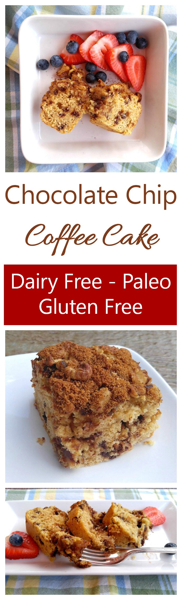 Gluten Free Chocolate Chip Coffee Cake - Paleo - Dairy Free
