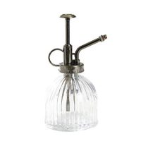 Nattol Vintage Style Clear Glass Bottle Sprayer,Decorative Ribbed Plant Mister with Top Pump(Clear)