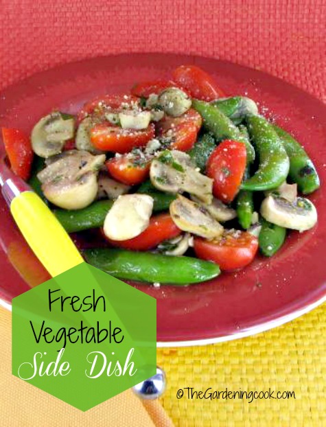 Sugar Snap Peas Mushrooms and Tomatoes in Wine