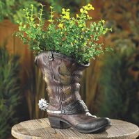 COWBOY BOOT shoe Country western Flower Pot Garden plant Planter yard art statue