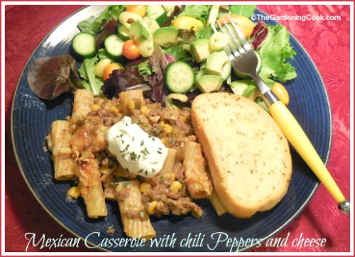 Mexican Casserole with Onions Peppers Chili and Corn