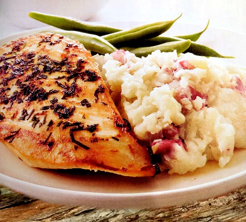 Orange Rosemary Chicken with Garlic Mashed Potatoes
