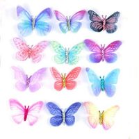 12 Pieces Mixed Colors Double Side Organza Fabric Butterflies for Crafts 