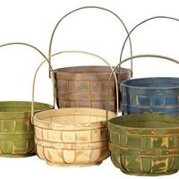 Napco Wood Basket with Handle, Decorative Bushel Style