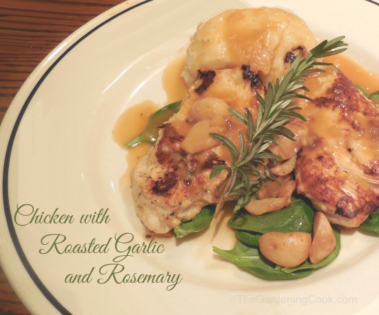 Chicken with Roasted Garlic Cloves, Mushrooms and Rosemary