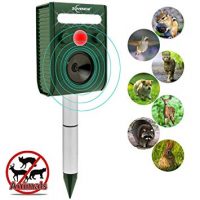 ZOVENCHI Solar Ultrasonic Animal Repeller, Waterproof Solar Animal Repeller Rodent and Pest Repeller Cats, Dogs, Mice, Squirrel Repellent, Motion Activated with Flashing LED Light